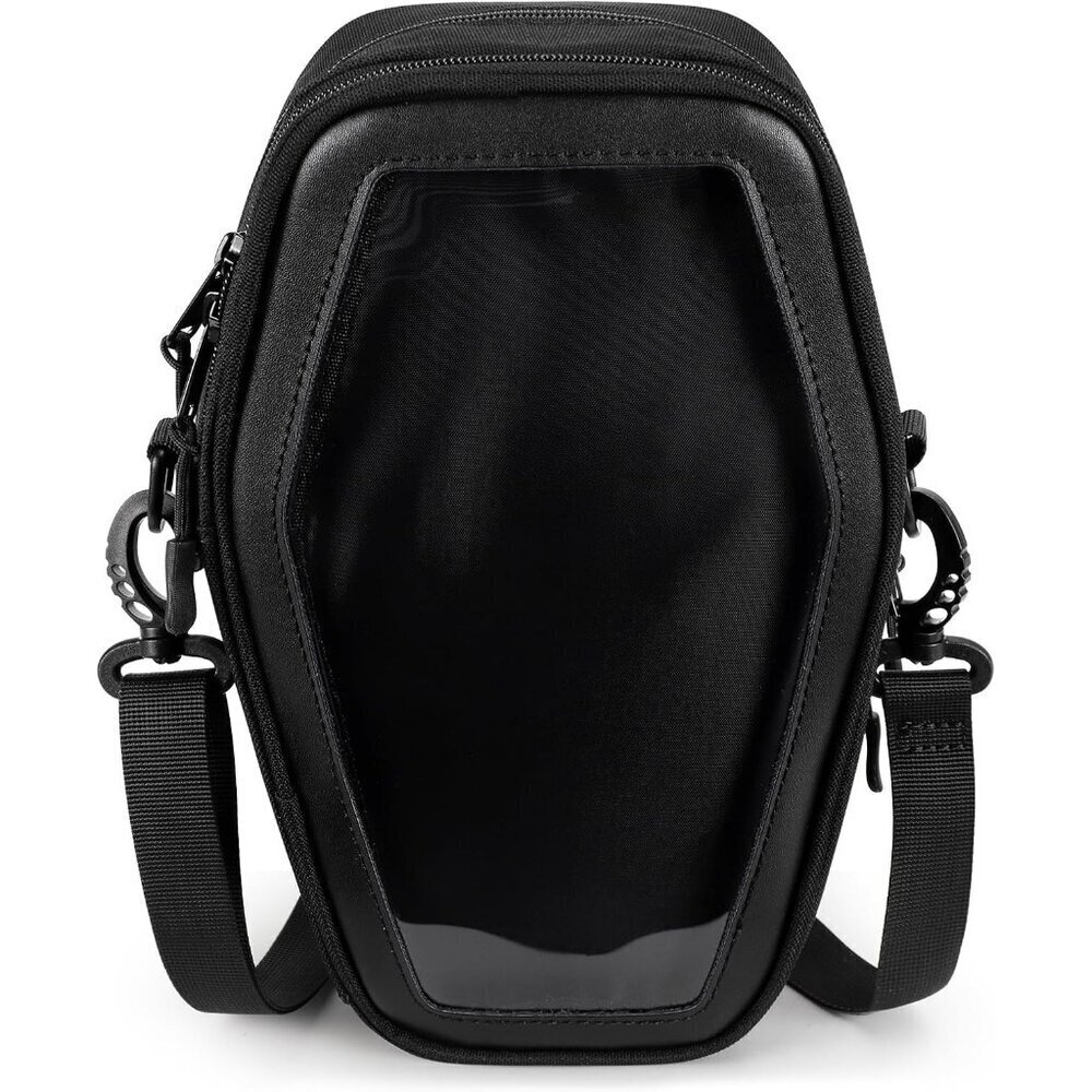 Gothic Coffin Crossbody Bag PVC Oxford Size 7x3.5x11 Halloween Purse